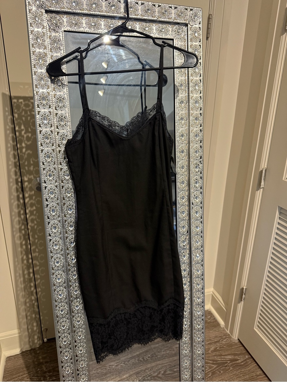 Zara Black Lace-Trim Slip Dress